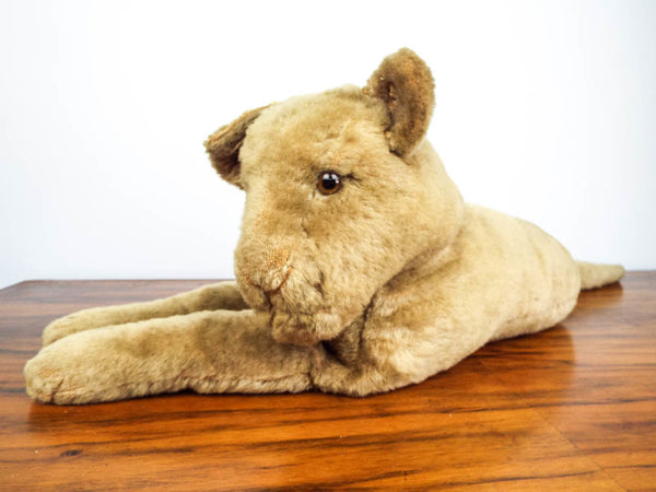 Rare Vintage Plush Toy Lion, Antique Stuffed Wild Animal Cat