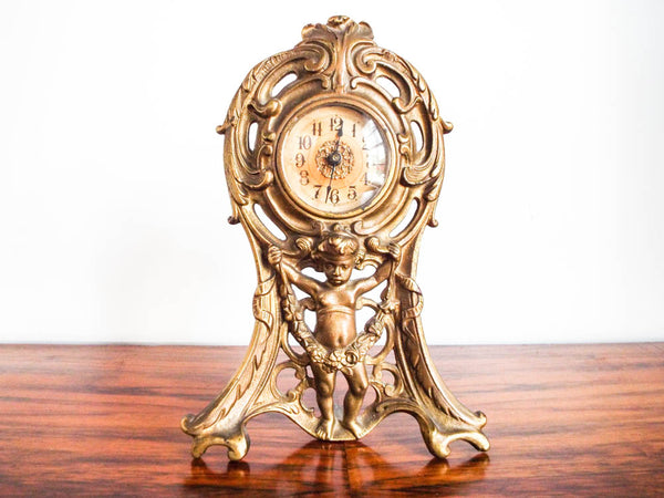 Vintage Cherub shops Mantle Clock Newell Studios 1967 Hollywood Regency Style