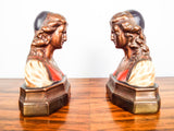 Vintage 1920 Bronze Clad Bookends of Dante Beatrice Bookends by Armor Bronze Co