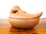 Vintage Monty Smith Duck Clay Pot Kitchen Dish Sculpture Mallard Duck Dish 1990