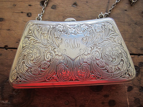 Antique Sterling Silver Asian Floral Etched Mesh Coin Pouch Purse Bag –  Blue Ribbon Rarities