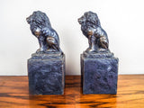 Pair of Vintage Addotta Bronze Lion Sculpture Statue Figural Bookends by Hamilton Studios