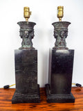 Vintage 1970's Maitland Smith Pair of Classical Antiquity Sculpture Lamps Hand Made in Philippines