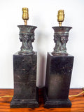 Vintage 1970's Maitland Smith Pair of Classical Antiquity Sculpture Lamps Hand Made in Philippines