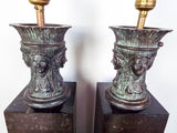 Vintage 1970's Maitland Smith Pair of Classical Antiquity Sculpture Lamps Hand Made in Philippines