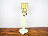 Vintage 1920s Vaseline Glass Marble Green Housex Table Lamp Lighting Lantern
