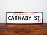 Vintage Enamel English Carnaby Street Street Sign Wall Hanging Fashion Sign