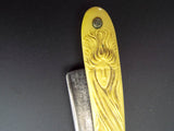 Antique Art Nouveau Barber Straight Razor Celluloid Handle