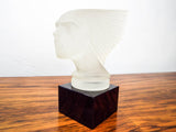 Vintage Frosted Czech Glass Victoire Radiator Cap Spirit Of The Wind Paperweight