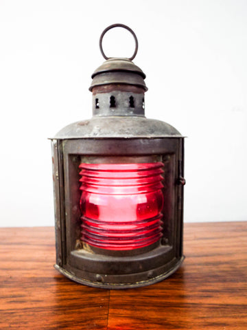 Rare Brass Perko Perkins Marine Ships Lamp Light Lantern Red Lens