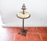 Antique Rembrandt Art Deco Iron & Marble Smoking Stand Side Table 1910 1920s Era