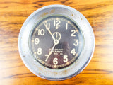 Vintage WW2 Chelsea Mark I Deck Clock Brass Nickel Plated US Navy Black Face