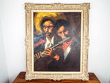 Vintage Signed Don Shreves Palette Knife Oil Painting Mexican Musicians Mariachi